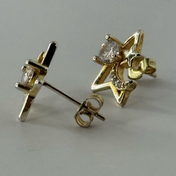 Celestial Gold and Silver Star Moon Earrings - Picture 6 of 11